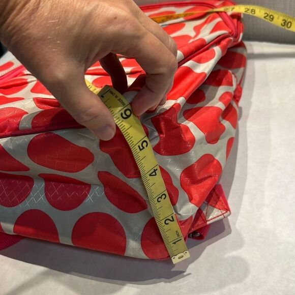 thirty-one Pink Gray Polka Dot Backpack "C" Embroidered School Dance Girls Kids - Picture 11 of 11